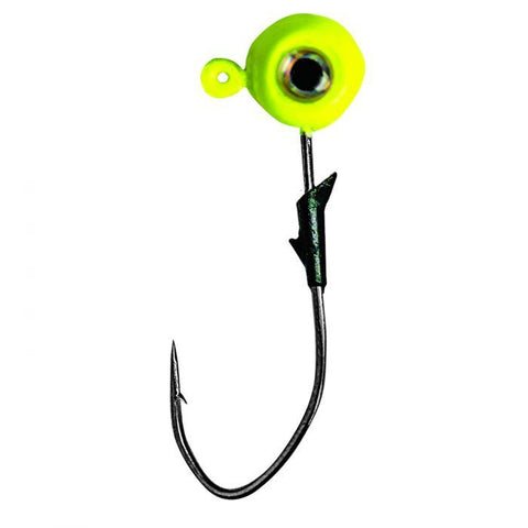 CHARTREUSE - EAGLE CLAW PRO-V EAGLE EYE JIG ( 5 PER PACK)